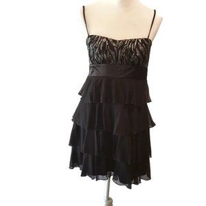 Black Ruffled Short Dress Sleeveless